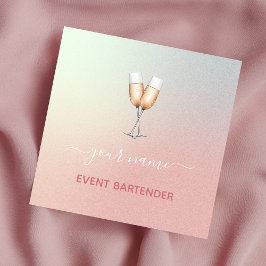 Carte De Visite Carré Événement de la fête barman Champagne Verre rose O
