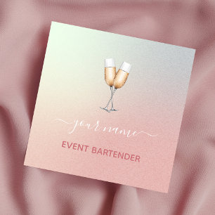 Carte De Visite Carré Événement de la fête barman Champagne Verre rose O