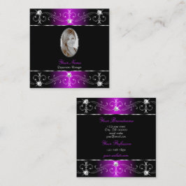 Carte De Visite Carré Extravagante Black Purple Ornate Ornaments Photo