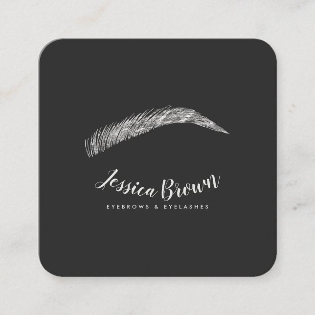 Carte De Visite Carré Eyebrow lashes luxe argent parties scintillant élé (Devant)