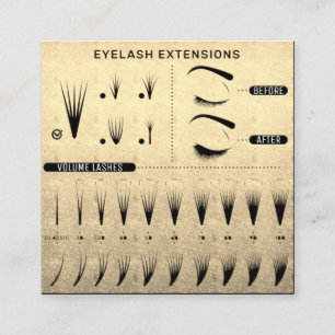 Carte De Visite Carré Eyelash Extension Studio Shop Gold Black Modern