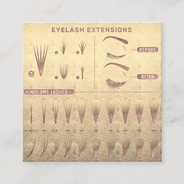 Carte De Visite Carré Eyelash Extension Studio Shop Rose Gold (Devant)