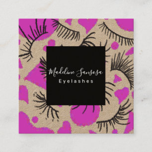 Carte De Visite Carré Eyelash Technicien Rose Black Eyelashes Doodles