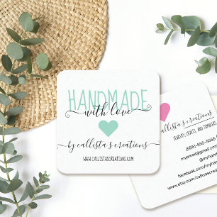 Carte De Visite Carré Fabriqué à la main avec amour Etsy Accueil Artiste