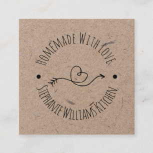Carte De Visite Carré Fait maison avec amour Kraft Paper Look Flèche