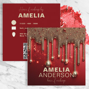 Carte De Visite Carré Fancy Chic Glam Red Paint Hair Maquillage