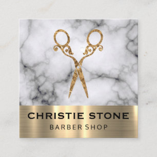 Carte De Visite Carré Fancy Salon Shears Marble Gold Trier