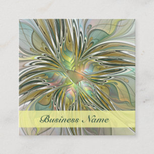 Carte De Visite Carré Fantaisie florale Art fractal moderne Fleur avec o