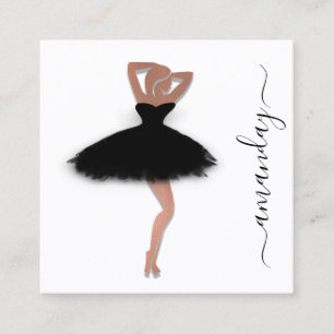 Carte De Visite Carré Fashion Designer Shop Rose Black Dress Logo QRCode