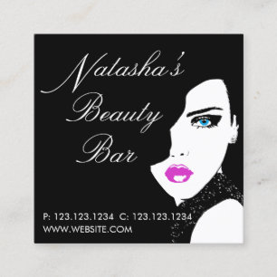 Carte De Visite Carré Fashion Girl Black Rose Beauty Bar