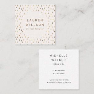 Carte De Visite Carré Faux Foil Gold Rain Drops tendance