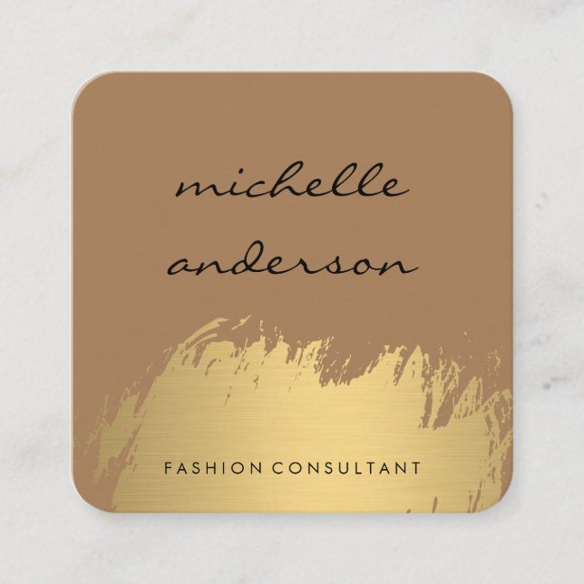 Carte De Visite Carré Faux Gold Brossé gris blanc (Devant)