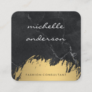 Carte De Visite Carré Faux Gold brossé   Marbre