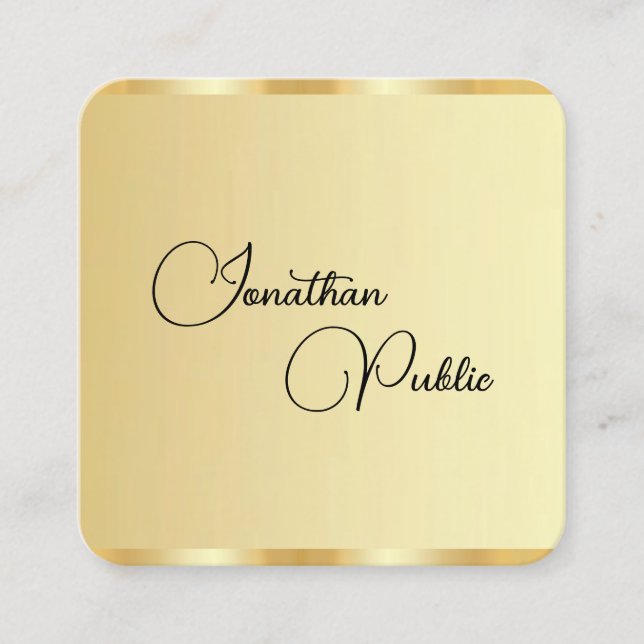 Carte De Visite Carré Faux Gold Modèle Moderne Professionnel Élégant (Devant)