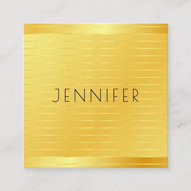 Carte De Visite Carré Faux Gold Premium Épais Élégant Modèle moderne (Devant)