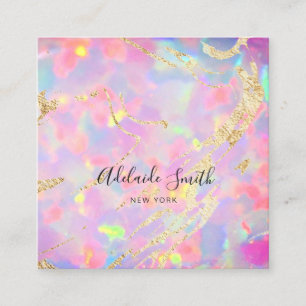 Carte De Visite Carré FAUX holographic opal stone