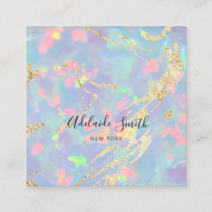 Carte De Visite Carré FAUX holographique opale texture gemstone