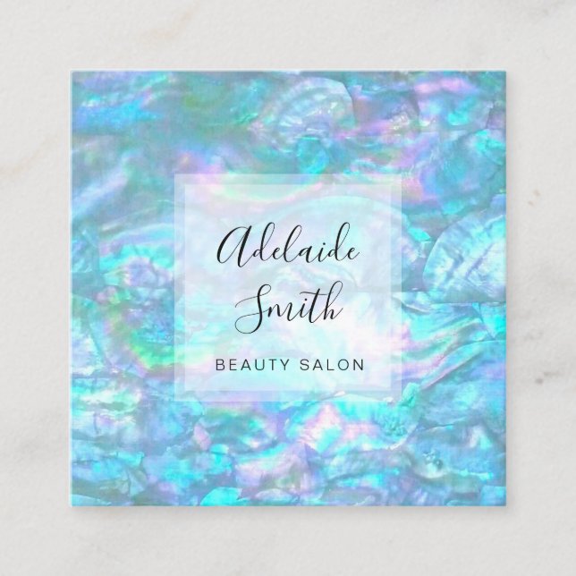 Carte De Visite Carré FAUX texture de coque iridescente (Devant)