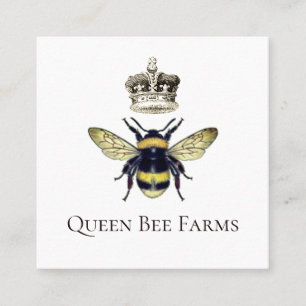 Carte De Visite Carré Ferme d'apiculteur de l'abeille Queen Bee Crown Ho