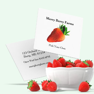 Carte De Visite Carré Ferme de fraises