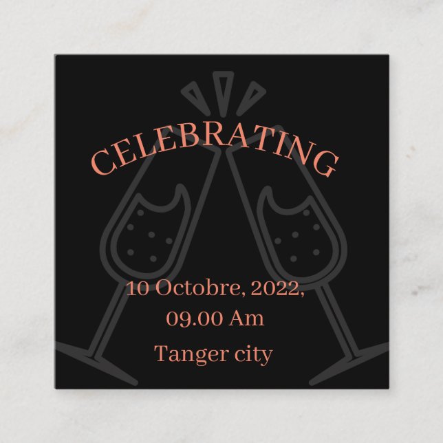 Carte De Visite Carré Fête de l'invitation  (Devant)