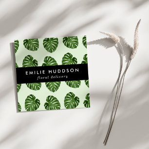 Carte De Visite Carré Feuilles de palmiers, Feuilles verts, fleuriste, b