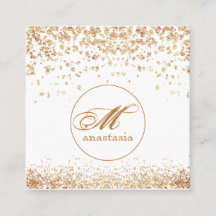 Carte De Visite Carré Fille Luxe Golden Brownish Parties scintillant Sal
