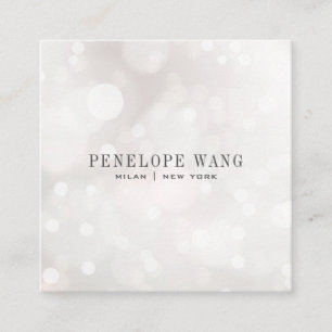 Carte De Visite Carré Fille Parties scintillant Whimsy White Bokeh
