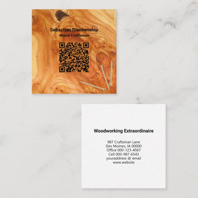 Carte De Visite Carré Fini Bois Knot Bois Artisans (Devant / Derrière)