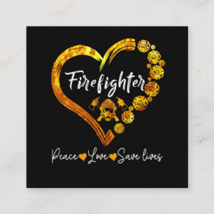 Carte De Visite Carré Firefighter Peace Love Sauver des vies