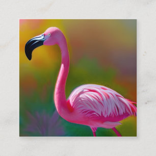 Carte De Visite Carré Flamant rose aquarelle