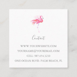 Carte De Visite Carré Flamant rose rose tropical
