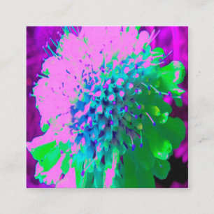 Carte De Visite Carré Fleur Abstraite de Magenta et de Lime