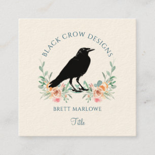 Carte De Visite Carré Fleur de Corbeau Noir