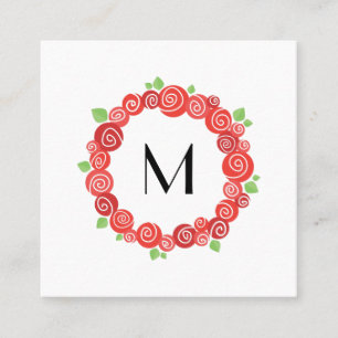 Carte De Visite Carré Fleur de jardin de printemps de roses rouges migno