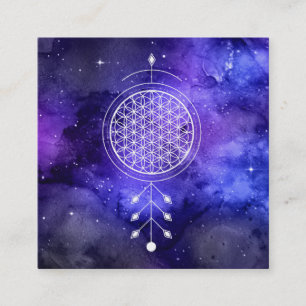 Carte De Visite Carré *~* Fleur de l'astrologie du Yoga Reiki