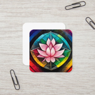 Carte De Visite Carré Fleur de lotus arc-en-ciel