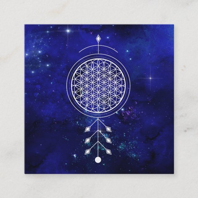 Carte De Visite Carré *~* Fleur de l'univers Reiki Astrologie de la vie  (Devant)