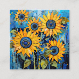 Carte De Visite Carré Fleur de tournesol Fleur sauvage Conception de méd