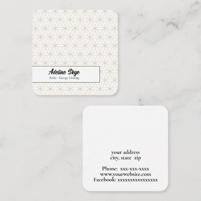 Carte De Visite Carré Fleur de vie (Devant / Derrière)