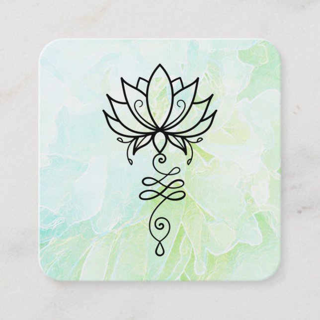 Carte De Visite Carré *~* Fleur Géométrie Sacrée Nirvana Yoga Lotus    (Devant)