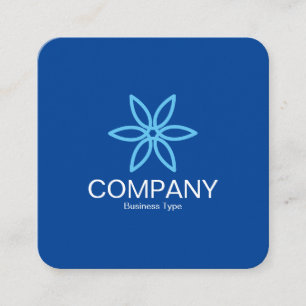 Carte De Visite Carré Fleur géométrique 02 - Bleu profond