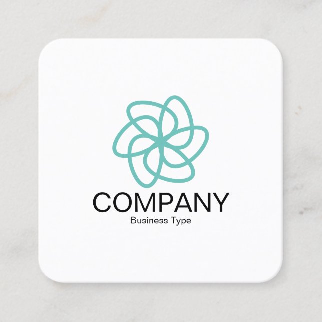 Carte De Visite Carré Fleur géométrique 04 - Blanc (Devant)
