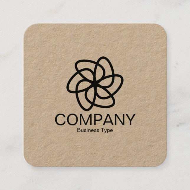 Carte De Visite Carré Fleur géométrique 04 - Kraft (Devant)