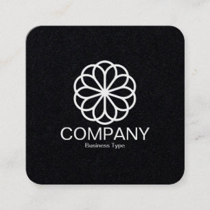 Carte De Visite Carré Fleur géométrique 06 - Noir