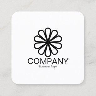 Carte De Visite Carré Fleur géométrique 07 - Blanc