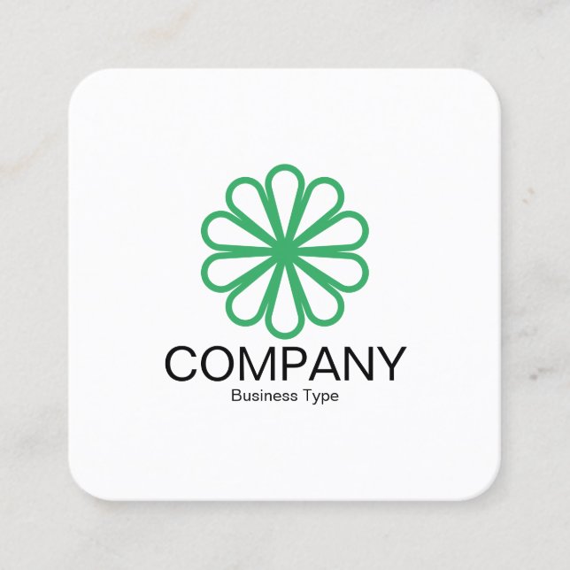 Carte De Visite Carré Fleur géométrique 07 - Blanc (Devant)