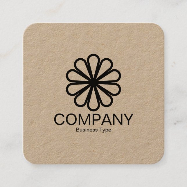 Carte De Visite Carré Fleur géométrique 07 - Kraft (Devant)