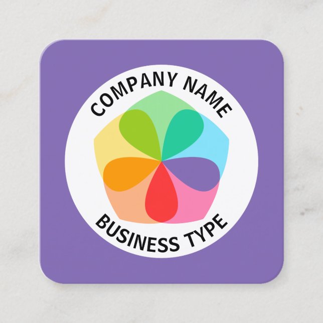 Carte De Visite Carré Fleur géométrique - Violet #7F66B2 (Devant)