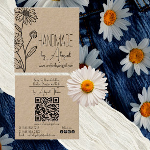 Carte De Visite Carré Fleur marguerite minimaliste artisanal artisanal